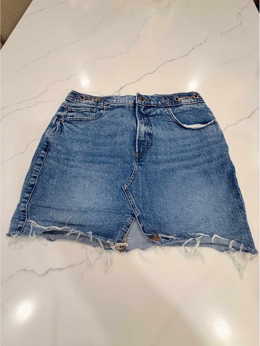 Express Medium Wash Jean Mini Skirt Size 10